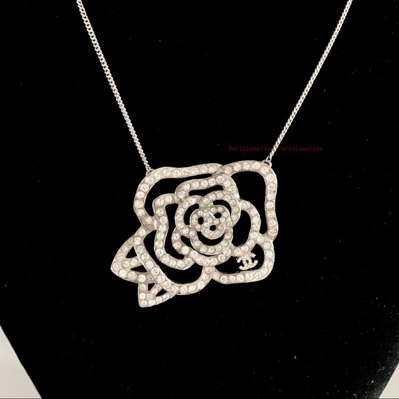 CHANEL Silver Rare Crystal Coco Camellia - Picture 12 of 14